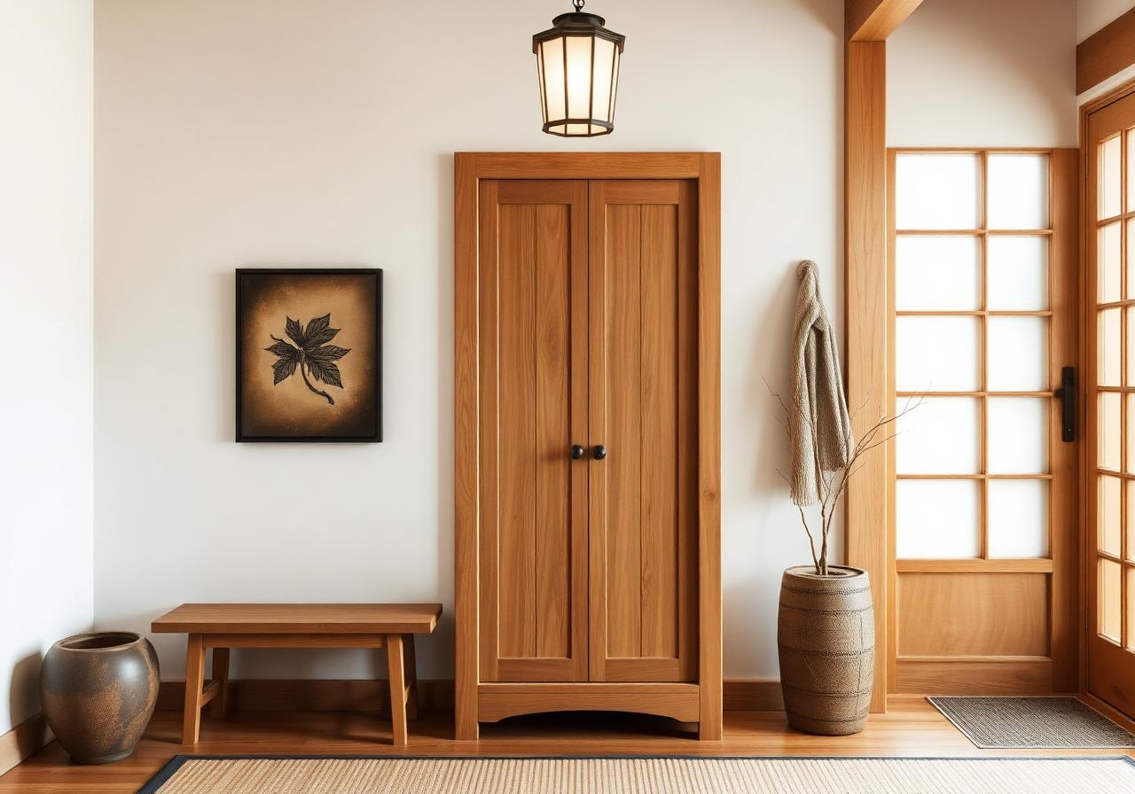 Light oak hallway cabinet reference for a family home